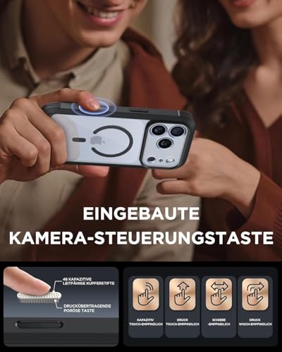 Miracase 360 Grad für iPhone 17 Pro Hülle mit Magsafe, Eingebaut Glas Schutzfolie, Komplettschutz HandyHülle Magnetisch Stoßfest Case für iPhone 17 Pro Schutzhüllen 6,3 Zoll,Schwarz