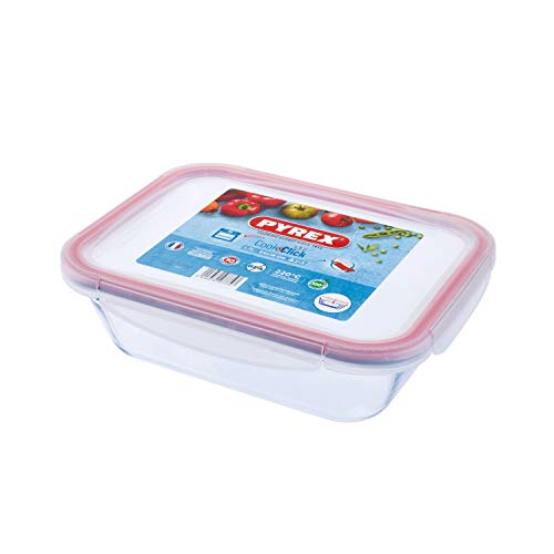 Pyrex Cook & Click - Fiambrera rectangular (1,7 L, cierre de clip, plástico)