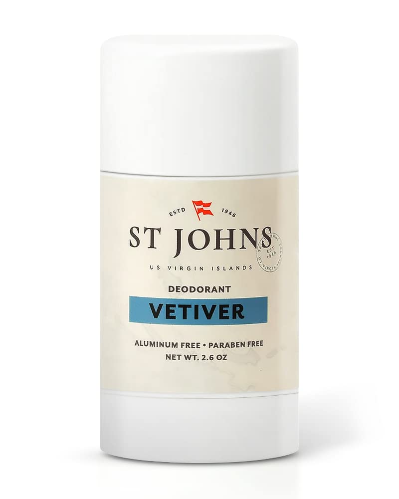 St. John Vetiver Aluminum Free Deodorant with Aftershave and Cologne | Made with Bay Leaves from The Virgin Islands | Bay Leaf After Shave Fragrance for Men | (8 oz Splash Bottle)