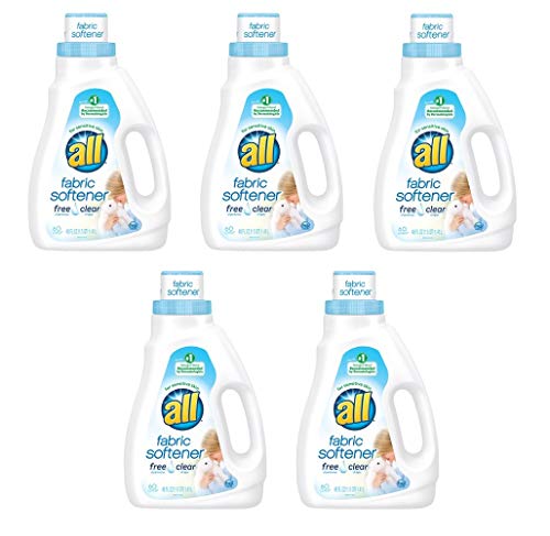 all Liquid Fabric Softener, Free Clear for Sensitive Skin, 48 Fluid Ounces, 60 Loads (Pack of 5)