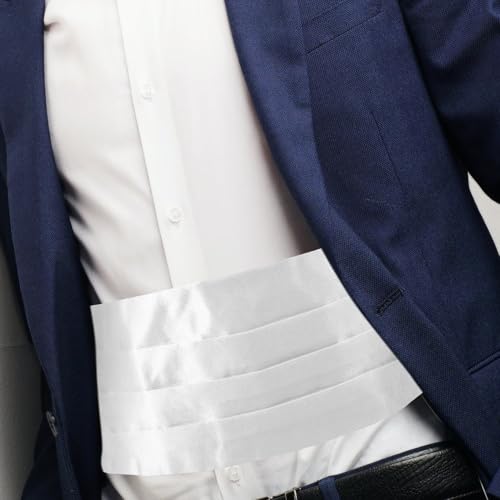 Set formal de pajarita, fajín y pañuelo blanco para hombre miniatura 6