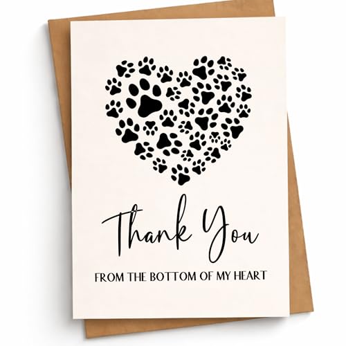 THRAVJ Thank You from the Bottom of My Heart Appreciation Greeting Card Blank Inside Meaningful Message for Vet Veterinarian