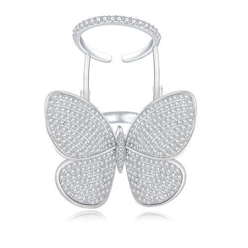 Bague papillon femme en laiton et oxyde de zirconium ajustable