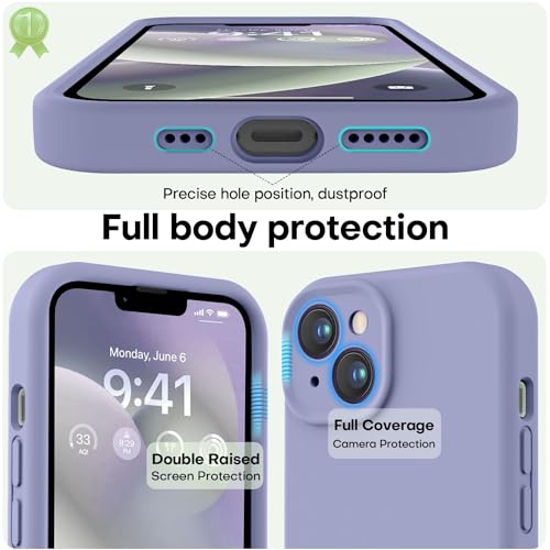 Image of LOVE 3000 Designed for iPhone 14 Case, Premium Silicone with [Soft Anti-Scratch Microfiber Lining] Shockproof Protective Phone Case for Men Women Girls 6.1 inch, Lavender Grey