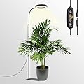 GLOWRIUM Grow Lights for Indoor Plants, 20W Full Spectrum LED Grow Light Floor Lamp with Stand Adjustable Height and Angle, Black Plant Light with 3/9/12H Grow Light Timer