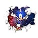 Adhesivo de pared Sonic the Hedgehog, diseño de patrón 3D y añade el espacio, puedes tener una sensación nueva. Moda, moda y diversión. (Sonic2, grande).