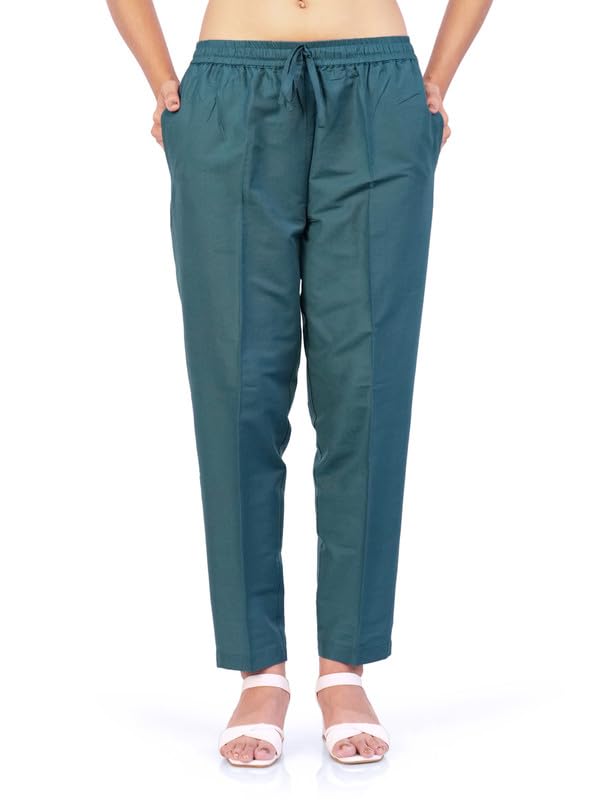 Image of Trouser Pants for Women,Stylish Trousers for Woman for Kurti Relaxed & Regular Straight fit Palazzo,Ethnic Bottom Formal Pants for Women Office wear Casual & Daily Use