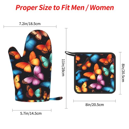Gants résistants à la chaleur de qualité supérieure set de 4 imprimé papillon pour four