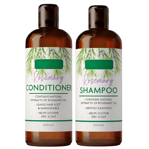 Rosemary Shampoo and Conditioner Set 2 x 400ml - Natural Rosemary Oil for Dry Scalp - Gentle Cleansing & Nourishing Hair Care - Soothes Itchy Scalp & Strengthens Hair