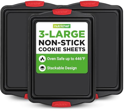 NutriChef 3-Piece Large Nonstick Cookie Sheets