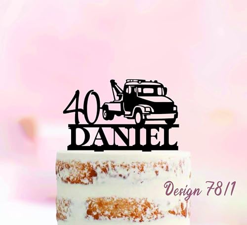 Tow Truck Birthday Cake Topper – Trucker Party Topper, Dump
