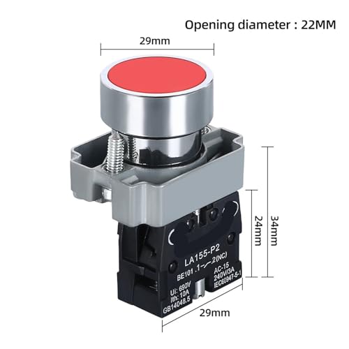 Bouton interrupteur XB2 réinitialisation 22mm évite blocages 10A