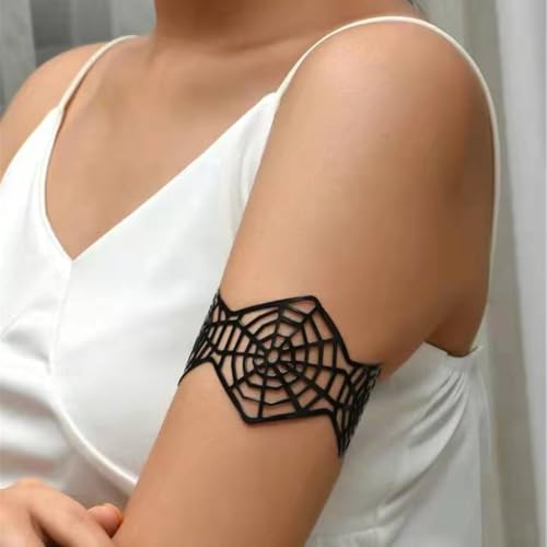 Spider Web Bangle Cuff Bracelet for Women Punk Halloween Costume Party Open Adjustable Wide Cuff Wrist Bracelets Fashion Exaggerated Hollow Out Jewelry Gifts3