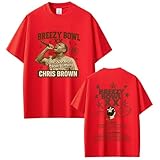 vbpoiyb t-shirt in cotone per uomo gilet t-shirt per unisex manica corta per ch-ris bro-wn estate concerto stampa uomini e donne strada hip-hop sport tee (red,l)