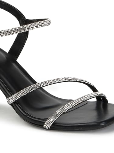 Image of Carlton London Women Stylish Sandal Having Buckle with Block Heels, Square Toe for Party and Any Occasions