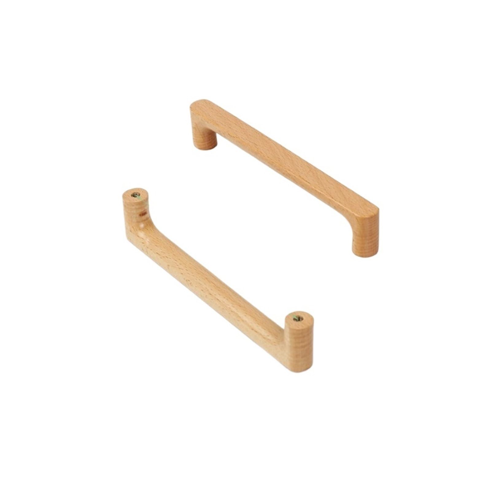 LADFRTYU Wooden Handles 2pcs Wood Cabinet Handle Solid Wooden Kitchen Door Dresser Wardrobe Knobs Cupboard Drawer Pull Furniture Handles(Beech-C160mm)