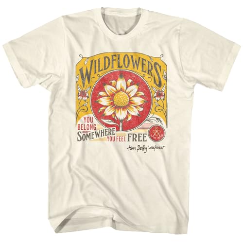 Tom Petty Wildflowers You Belong Somewhere You Feel Free Adult Short Sleeve T Shirt 90s Graphic Tees Natural