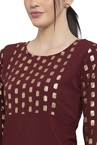 Image of Women's Crepe Skinny Kurta (ABC4039 Maroon L)