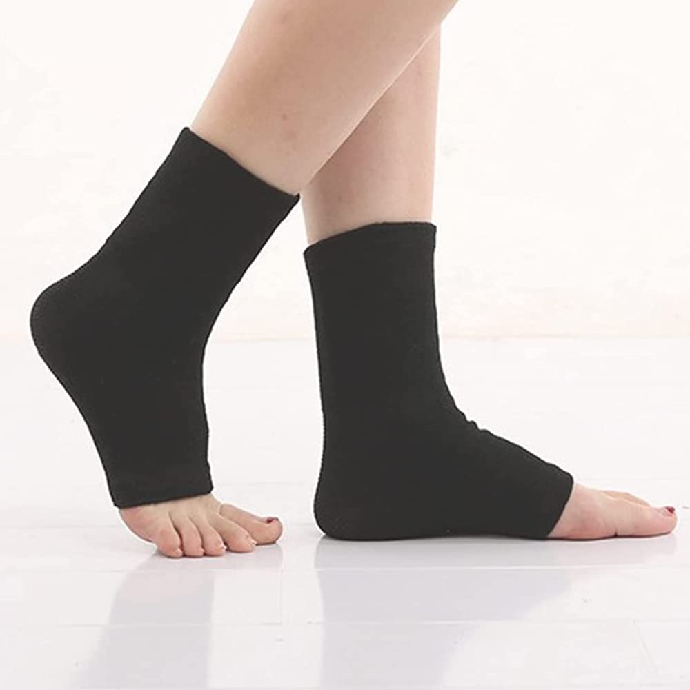 2 Pairs Compress Bamboo Foot Sleeves,Anti Fatigue Sleeping Open Toe Bamboo Compression Socks,Soothe Socks for Neuropathy Pain Relief (Black)