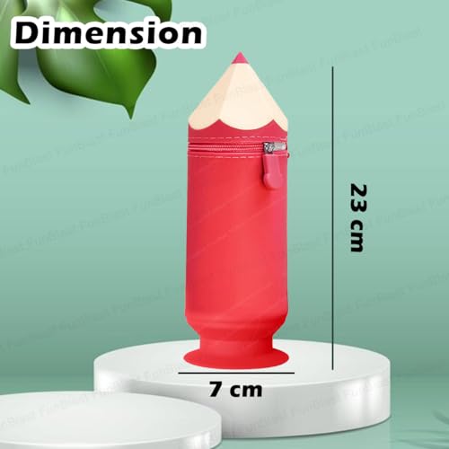 Image of FunBlast Multipurpose Silicone Pencil Case, Red, Pencil & Pen Organizer Pouch for School Supplies, Girls