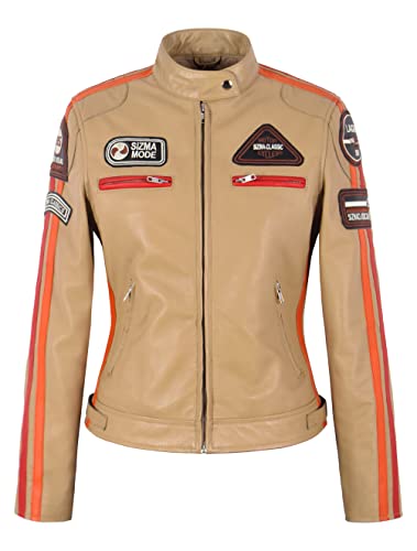 Veste en cuir rétro SIZMA pour vos sorties en ville et balades au style moto racer