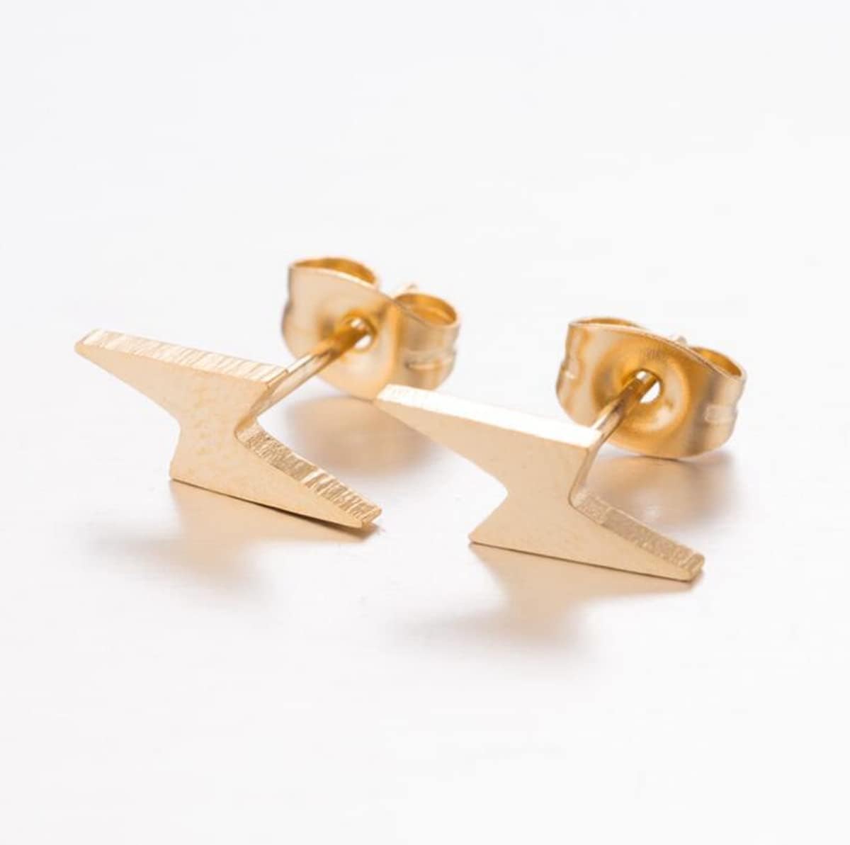 3 Pairs Lightning Stud Earrings for Women Men Stainless Steel Gold Silver Black Lightning Stud Earrings - Image 6