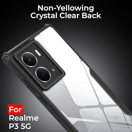 Image of A rtistque Clear Hard Transparent Acrylic Armor Anti-Drop Shockproof TPU Edge Back Cover Case for Realme P3 5G - Black