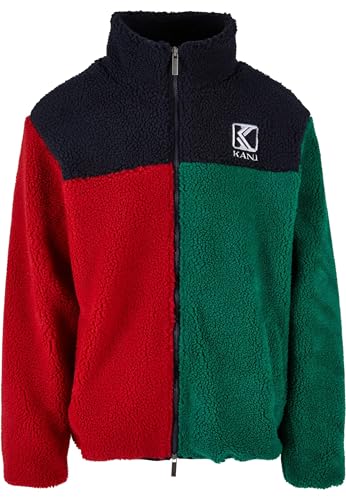 Karl Kani Herren KM223-056-1 OG Block Teddy Jacket red/Green/Navy, L