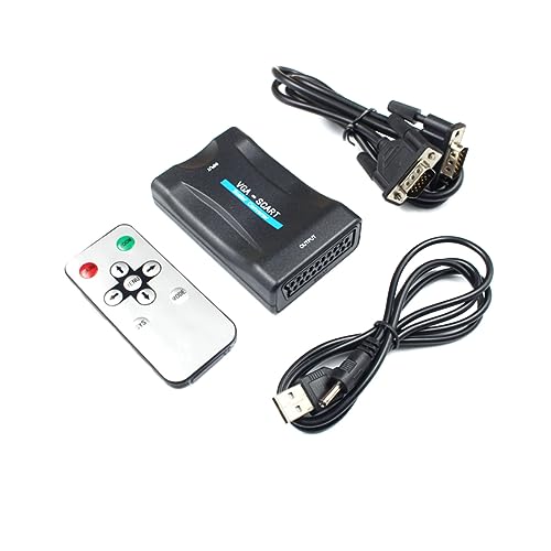 DOITOOL Adaptador Convertidor De Vídeo Vga a Scart para Televisión Ntsc PAL, Ligero y Compacto, Plug and Play, Compatible Sistemas De TV, Cable Vga a Scart para Uso Familiar y Multimedia