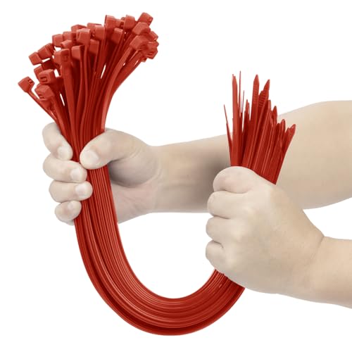XINGO Kabelbinder, robust, 61 cm, Rot, 100 Stück