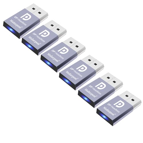 Malarpon DispalyPort Headless Ghost Display Emulator with Blue Light for PC 4K DP Dummy Plug (fit Headless 1080@60Hz-3840x2160@17Hz) 6P