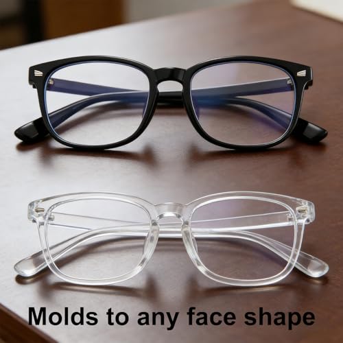 Image of Clear Blue Light Glasses for Women and Men, Fashionable Square Frame Glasses with Anti Glare Protection
