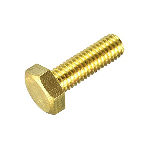Image of uxcell Brass Hex Bolts, M8x25mm 1pcs Fully Thread Grade 4.8 Solid Brass Hexagon Head Bolt Machine Screws for Machinery