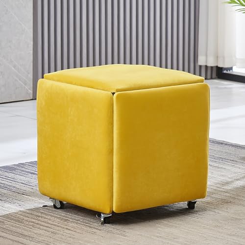 Cube d'assise 5 en 1 pour salon et chambre, pouf modulable velours - 2