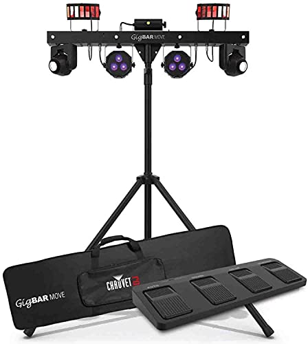 CHAUVET DJ Gig Bar Move 5-in-1 LED Lighting System with 2 Moving Heads Derbies, Washes, Laser, and Strobe Effects Pre-Mounted, Black