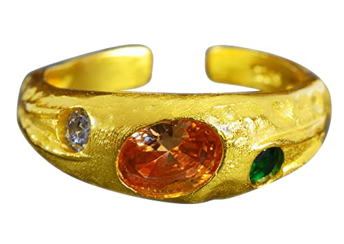 NicoWerk Damen Silberring mit Stein aus 925 Sterling Silber Golden Sandmatt...