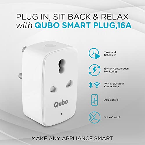 Qubo 16A Wi-Fi + Bluetooth Smart Plug | Energy Monitoring | Ideal for Heavy Appliances Like ACs, Geysers & Water Pumps | Voice Control with Alexa & Google Assistant | From Hero Group view 2