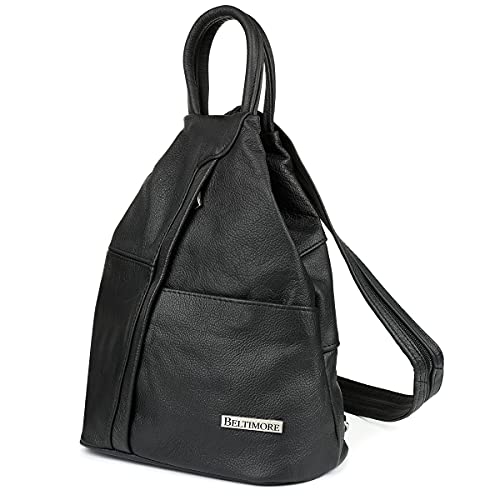 Sac à dos en cuir pour femmes petit format noir en maroquinerie naturelle triangulaire