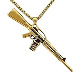 maschinengewehre für kinder Material: Vergoldet, Länge der Kette: 53cm + 5cm, Stärke der Kette: 3mm, Größe des Anhängers: 90mm x 25mm (hxb)