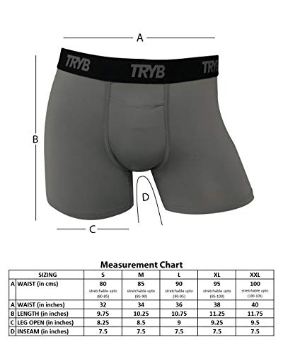 Image of TRYB Sports Underwear for Men | Stretchable Active Square Cut Trunks for Running & Gym Workout | Quick Dry, Breathable, Moisture Wicking & Anti Chafing | Sports Innerwear Boxers
