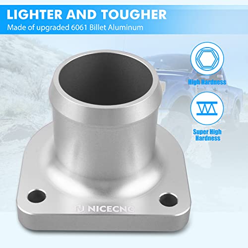 Nicecnc Carcasa Del Termostato Billet Aluminum Compatible With Ford 1999.05-2003 Super Duty Trucks With The 7.3L Powerstroke Engine Silver #TOP1