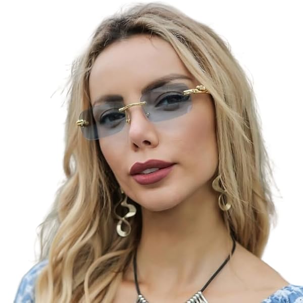 rewill Honey Singh & Mc Stan Vintage Rimless Square Sunglasses, UV Protection, Metal Frame, Trendy Unisex Shades-picture-11