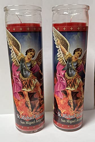 St Jude Candle St. Michael Archangel 8inch Red Candles, 2 Pack Religious Candles Set