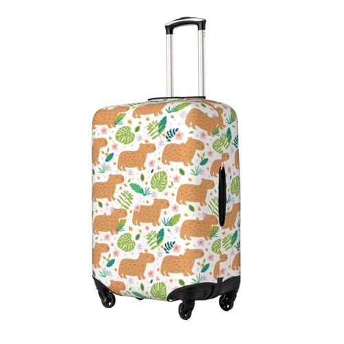 Cute Flower Capybaras Luggage Cover Protector Anti-Scratch Washable Fits 18-32 Inch Luggage-Medium2