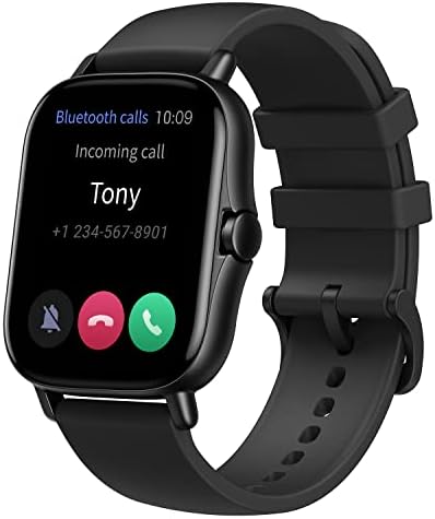 ساعة ذكية Amazfit GTS 2 لجوالاتAndroid iPhone، مدمج في أليكسا، ساعة رياضية  للياقة GPS للرجال والنساء، مكالمات جوال بالبلوتوث، 90 وضع رياضي، تتبع معدل  ضربات القلب الأكسجين في الدم، مضادة للماء، أسود: