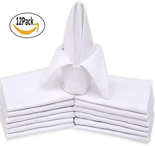 Ruvanti 12 Pack 18x18 Inch White Cotton Blend Cloth Napkins, Soft & Comfortable, Perfect for Dinner Weddings, Cocktail Parties - Image 4