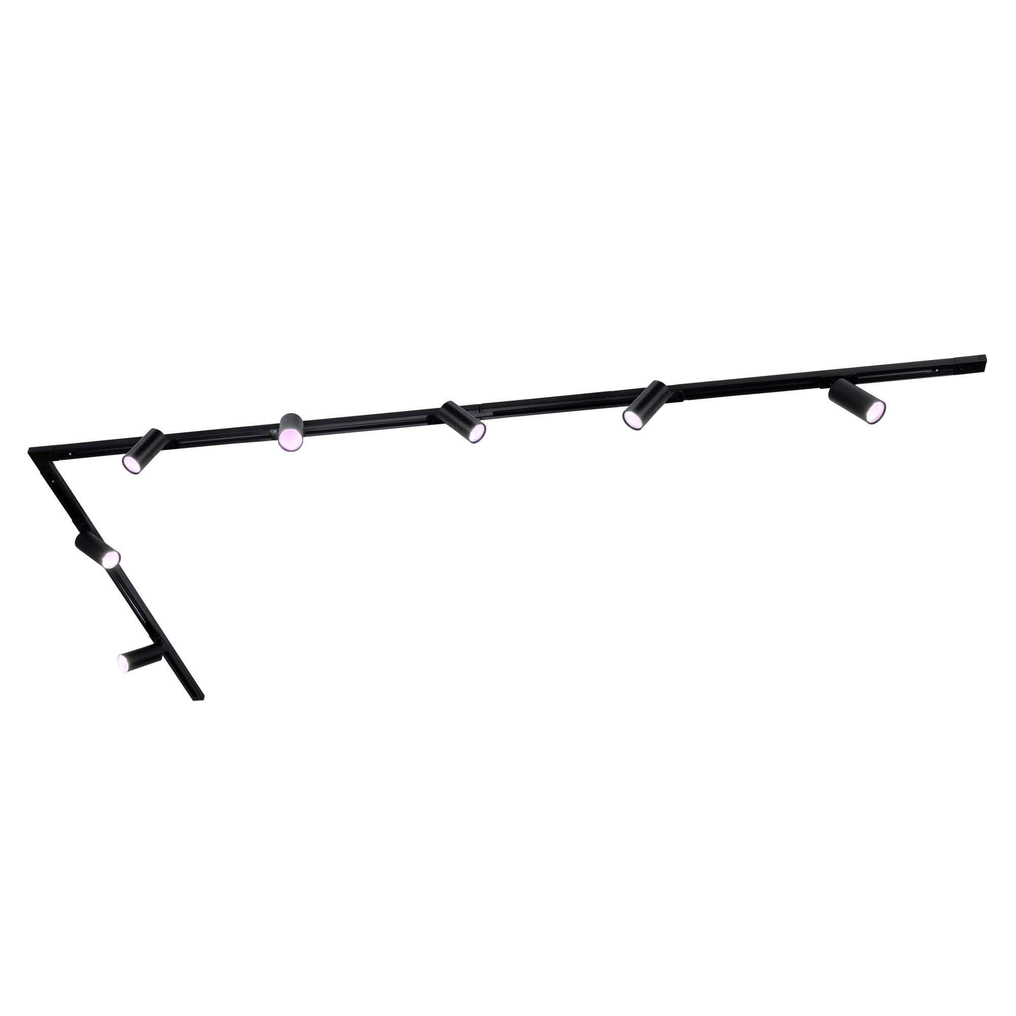 Ledvion - Schienensystem lampen, 3m, 1-Phasen, 4,9W, inklusive 7x GU10 LED, Schwarz, RGB, 7-flammig Spot, spotlight, deckenspot, deckenstrahler, strahler lampe