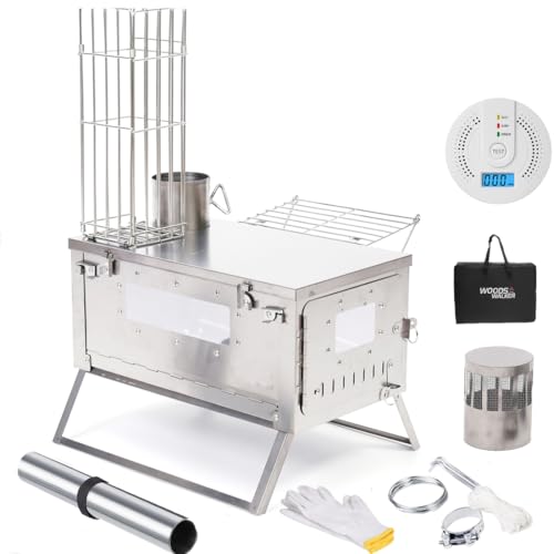 Kcelarec Titanium Camping Tent Stove,Outdoor Portable Ultralight Folding Tent Stove Wood Burning Stove for Backpacking Camping Hunting