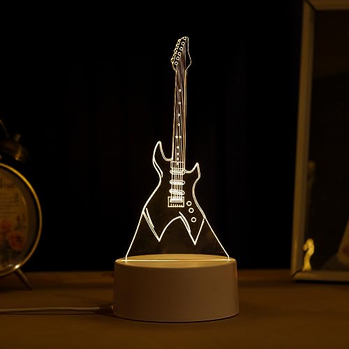 PopLumos - Lumin&aacute;ria led 3d, abajur de mesa, guitarra, rock