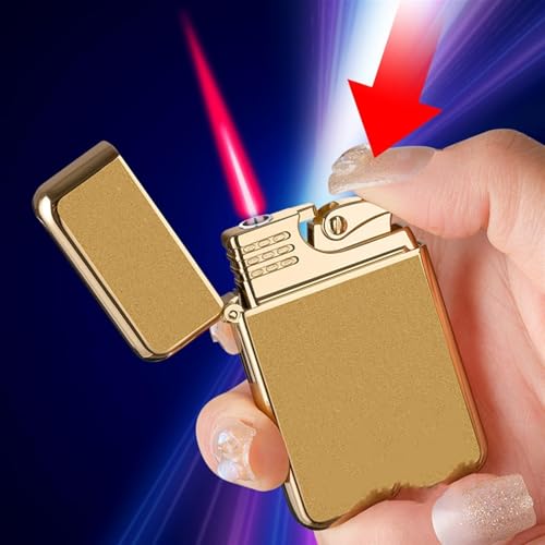 Encendedor recargable de metal con llama ajustable y resistente al viento miniatura 2